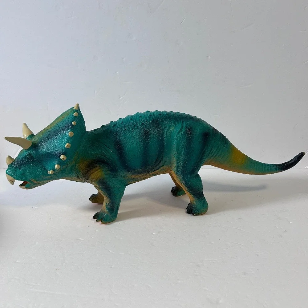 Used Soft Touch Triceratops Dinosaur Figure Teal Orange 22 Inch Squishy Toy